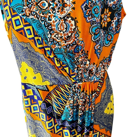 Dressbarn Woman's Multicolored Wrap Stretch Dress Size 12 - Picture 2 of 10